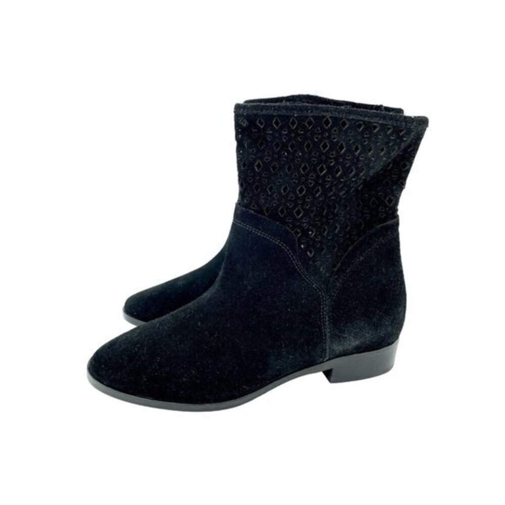 Michael Kors Boots Black Perforated Suede Leather Pull On Ankle SZ 5 New